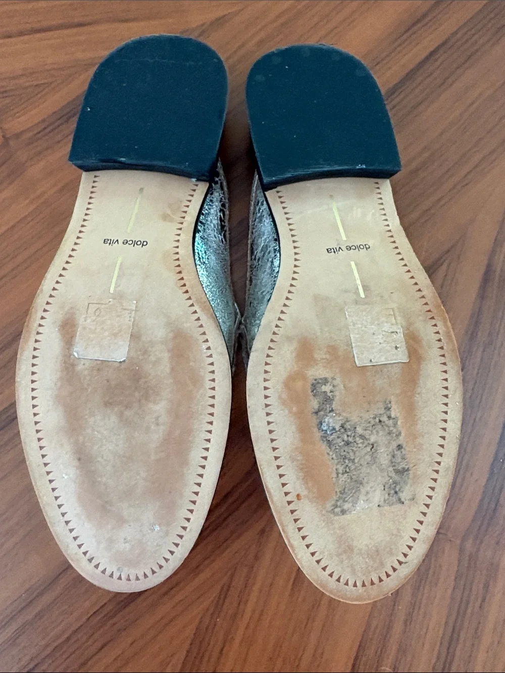 Dolce Vita Silver Cracked Metallic Penny Loafers - Picture 4 of 5
